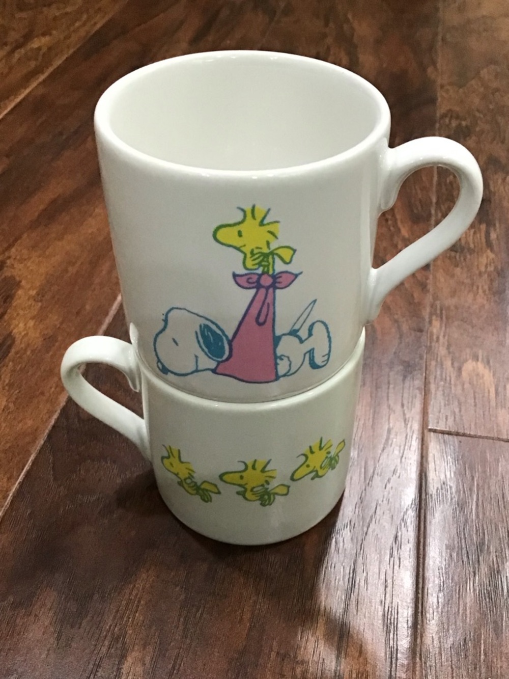 Vintage Peanuts Small Ceramic Snoopy & Woodstock Mugs